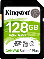 Карта пам'яті Kingston SDXC 128 ГБ Class 10UHS-I Class 3 (U3) (SDS2/128GB) Canvas Select Plus V30 