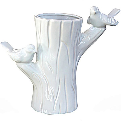 Ваза керамическая белая Птички 1002-25