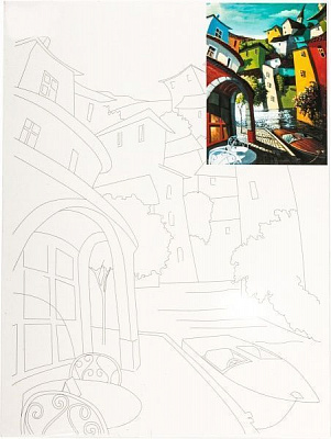 Холст на картоне с контуром Пейзаж №15 Rosa Talent 