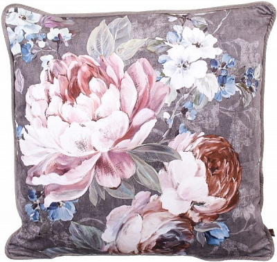 Подушка декоративна Велюр Nellie 50x50 см сірий із принтом La Nuit