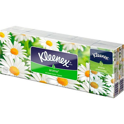 Носовые платочки кармашки Kleenex с ароматом ромашки 100 шт.