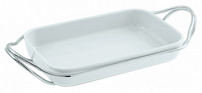 Блюдо прямоугольное c держателем LIVING 41х27 см нержавеющая сталь Sambonet 