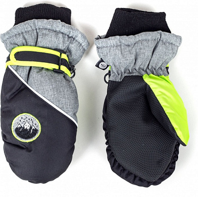 Рукавички YO! лижні дитячі р.14 сіро-салатовий