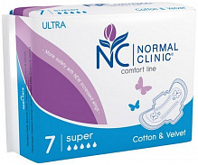 Прокладки гігієнічні Normal Clinic Ultra Comfort Cotton&Velvet super 7 шт.