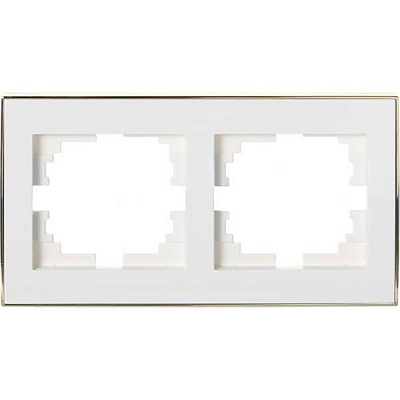 Рамка двухместная Lezard Rain горизонтальная белый с золотой вставкой 703-0226-147