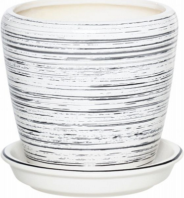 Горшок керамический Ориана-Запорожкерамика Грация №4 глянец белый-черный круглый 1,2л бело-черный (056-4-067) 