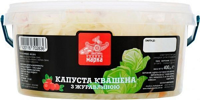 Капуста Чудова марка вашеная с клюквой 400 г 4820116702836
