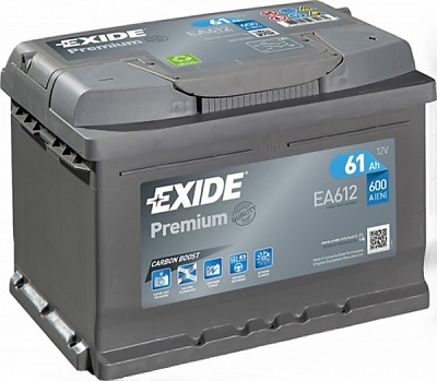 Аккумулятор автомобильный EXIDE АзЕ PREMIUM 61Ah 600A 12V «+» справа (EA612)
