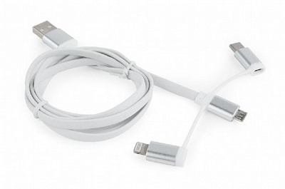 Кабель Cablexpert 1 м белый (CC-USB2-AMLM32-1M-W) USB 2.0 BM-папа/Lightning/Micro/Type-C USB 