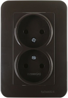 Розетка подвійна без заземлення Makel Lillium Natural без шторок без кришки коричневий