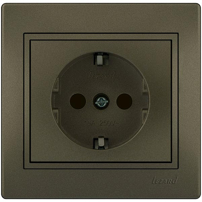 Розетка із заземленням Lezard Mira 16 А 250 В без шторок світло-коричневий