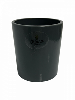 Горшок керамический Ориана-Запорожкерамика для суккулентов Цилиндр круглый 0,3 л графит глянец (075-1-005)