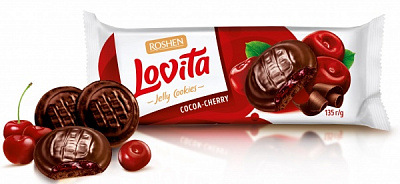 Печенье Roshen Lovita Jelly Cookies какао+вишня 135 г 