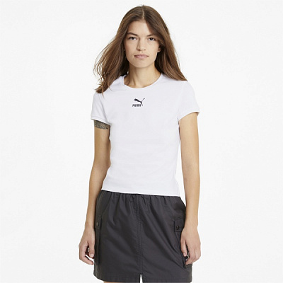 Футболка Puma Classics Fitted Tee 59957702 р.XL белый