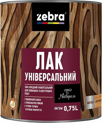 Лак универсальный серия Акварель ZEBRA глянец прозрачный 0,75 л