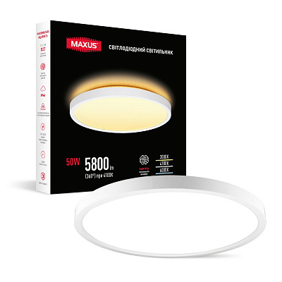 Светильник светодиодный Maxus 50 Вт белый 3000/4100/6000 К 1-MSP-50W-SLIM-WH