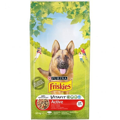 Корм для взрослых активных собак для всех пород Friskies с говядиной 10 кг