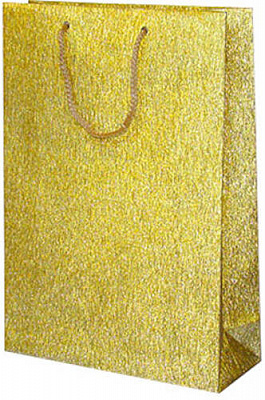 Пакет подарочный 35x24,5x9 см текстурный золотой