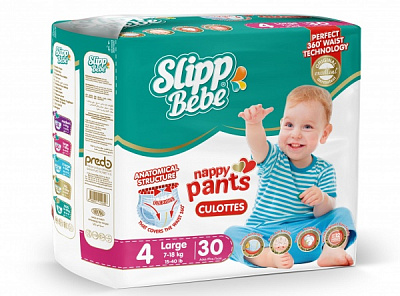 Подгузники-трусики Slipp Bebe Твин пак 4 (7-18 кг) 30 шт
