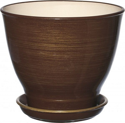Горщик керамічний Оріана-Запоріжкераміка Віктор глянець шоколадно-золотий круглий 4л шоколадний (107-0-121)