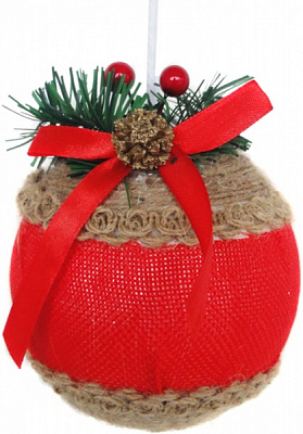 Шар новогодний с бантом 10 см SDA98710N красный