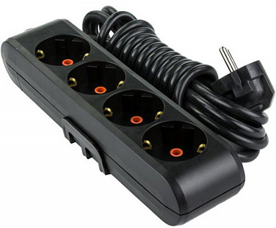 Подовжувач 16 А 230 В без заземлення 4 гн. чорний 3 м 90132403