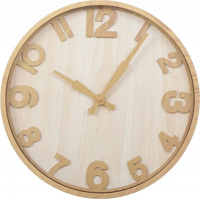Часы настенные Wooden d=35,5 см светлое дерево Luna
