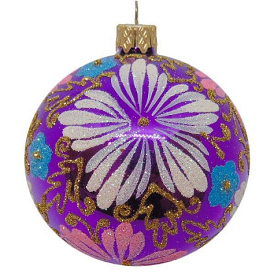 Куля новорічна d80 квітка 4035-1/30992