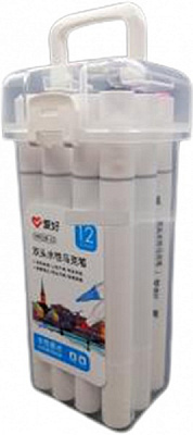 Набор двухсторонних скетч маркеров 12 цветов AH-PM538-12 