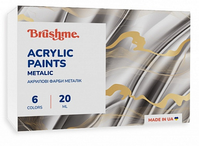 Набір акрилових фарб металік 6 шт. 20 мл Brushme