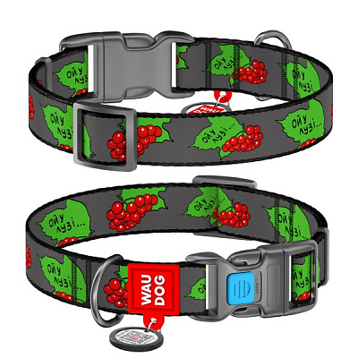 Нашийник Waudog Nylon для собак нейлоновий з QR-паспортом Калина L 4503-0228
