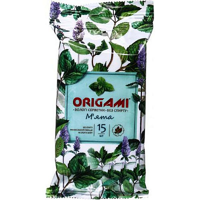 Влажные салфетки Origami Мята 15 шт.