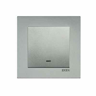 Вимикач кнопковий одноклавішний EXEN Karell з підсвіткою срібло 290-001002-201