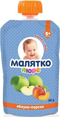 Пюре Малятко Яблуко і персик 90 г 4820123511575