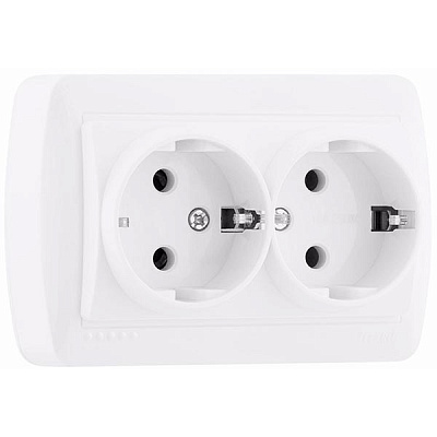 Розетка подвійна із заземленням Lezard Demet 16 А 250 В без шторок білий 711-0200-127