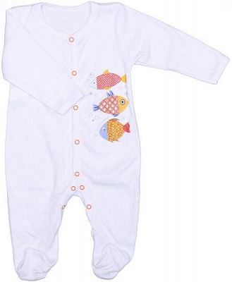 Комбінезон Маленькие люди 1068-123 р.56-62 білий із принтом