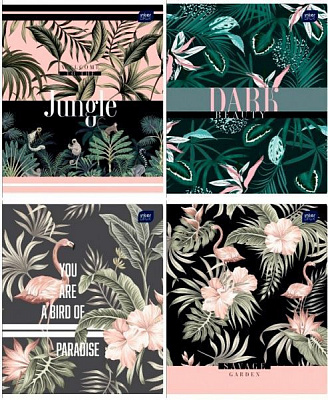 Зошит шкільний 60 аркушів у клітинку Dark jungle в асортименті InterDRUK