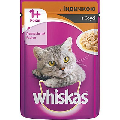 Корм Whiskas с индюшкой в соусе 1+ 100 г