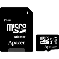 Карта пам'яті Apacer miсroSDHC 16 ГБ Class 10 з SD-адаптером (AP16GMCSH10U1-R) 