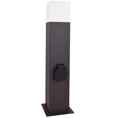 Столбик Polux New York 44 см с розеткой E27 IP44 графит 