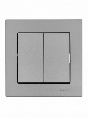 Вимикач двоклавішний Lezard Vesna без підсвітки сірий 742-3588-101