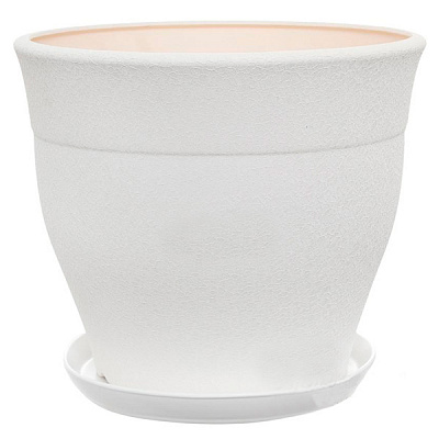 Горшок керамический Ориана-Запорожкерамика Флорис №1 шелк белый круглый 12,3л белый (054-1-013) 