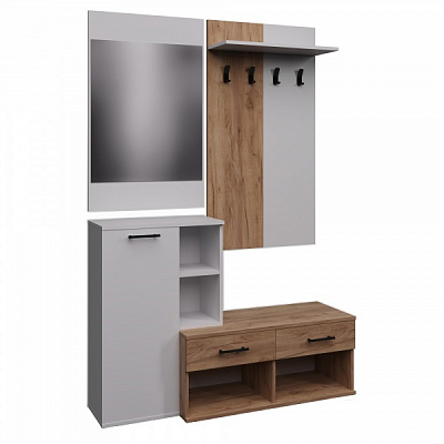 Прихожая с зеркалом Visent Твинс 1400х400х2100 мм дуб крафт золотой/белый 