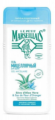 Гель для душу Le Petit Marseillais міцелярний з соком алое вера і квіткою апельсинового дерева 400 мл