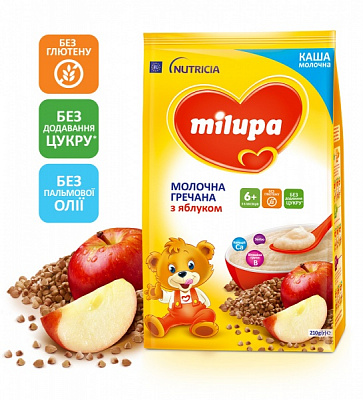 Каша гречана Milupa від 6 місяців з яблуком 210 г