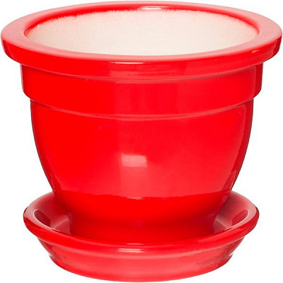 Горшок керамический Ориана-Запорожкерамика Фиалочница глянцевый круглый 0,5л красный (035-0-032) 