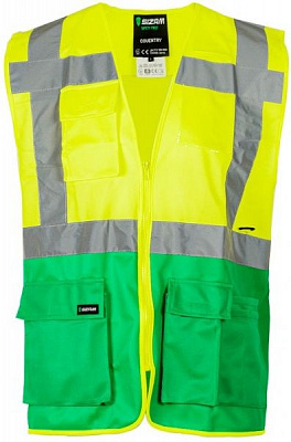Жилет сигнальный Sizam Coventry р. M рост универсальный 30145 зеленый с желтым