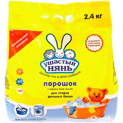 Стиральный порошок для машинной и ручной стирки Ушастый нянь для стирки детского белья 2,4 кг