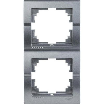 Рамка двухместная Lezard DERIY вертикальная темно-серый металлик 702-2900-152