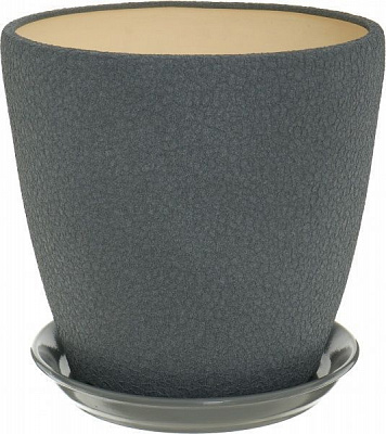 Горшок керамический Ориана-Запорожкерамика Грация №1 шелк металлик круглый 10л серый (056-1-055) 
